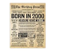 Stuff4 25th Birthday Poster Unframed - Born In 2000 Vintage Newspaper - Happy 25th Birthday Gifts for Women Men Retro Back In 2000, 8x10 Inch Twenty-Five Twenty-Fifth Decor Decoration Bday Party