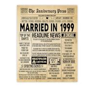 Stuff4 27th Anniversary Poster Unframed - Married In 1999 Newspaper - 27 Wedding Anniversary for Men Women Retro Vintage Gifts Back In 1999, 8x10 Inch Anniversaries Posters