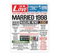 Stuff4 27th Anniversary Poster Unframed - Married In 1998 Newspaper - Happy 27th Wedding Anniversary for Men Women Vintage Gifts Retro Back In 1998, 8x10 Inch Twenty-Seventh Anniversaries Posters