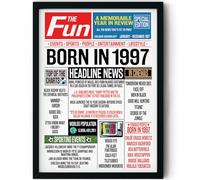 Stuff4 29th Birthday Poster Framed, Born In 1997 Newspaper