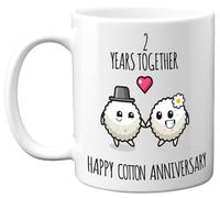 Stuff4 2nd Anniversary Mug Gift for Men Women - 2 Years Together - Happy Cotton Anniversary Wedding for Husband Wife Son Daughter Brother Sister, 11oz Ceramic Coffee Mugs Gifts