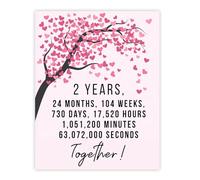 Stuff4 2nd Anniversary Poster Unframed - 2 Years 24 Months - Happy 2nd Wedding Anniversary Cute Gifts for Girlfriend Husband Companion Wife Partner Boyfriend, 8x10 Inch Anniversaries Posters