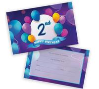 Stuff4 2nd Birthday Party Invitations Kids, Happy Balloons 36 Pack