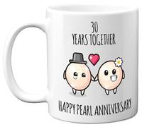 Stuff4 30th Anniversary Mug Gift for Men Women - 30 Years Together - Happy Pearl Anniversary Wedding for Husband Wife Mum Dad Brother Sister, 11oz Ceramic Coffee Mugs Gifts