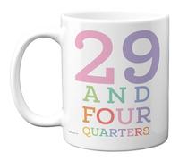 Stuff4 30th Birthday Mug - 29 and Four Quarters Pastel Numbers Design - Quirky Milestone Celebration - 11oz Ceramic Gloss Mug