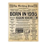 Stuff4 30th Birthday Poster Unframed - Born In 1995 Vintage Newspaper - Happy 30th Birthday Gifts for Women Men Retro Back In 1995, 8x10 Inch Thirty Thirtieth Decor Decoration Bday Party