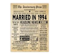 Stuff4 32nd Anniversary Poster Unframed - Married In 1994 Newspaper - 32 Wedding Anniversary for Men Women Retro Vintage Gifts Back In 1994, 8x10 Inch Anniversaries Posters
