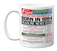 Stuff4 32nd Birthday Mug Gift for Men Women - Born in 1994 Newspaper - Happy 32 Birthday Gifts for Brother Sister Friends Vintage Retro Back in 1994 Age 32 Bday, 11oz Ceramic Coffee Mugs