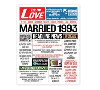 Stuff4 32nd Anniversary Poster Unframed - Married In 1993 Newspaper - Happy 32nd Wedding Anniversary for Men Women Vintage Gifts Retro Back In 1993, 8x10 Inch Thirty-Second Anniversaries Posters