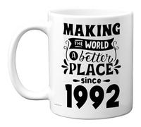 33rd Birthday Mug Gift for Men Women - Making the World a Better Place Since 1992 - Happy 33 Birthday Gifts for Grandad Grandma Nan Retro Back In 1992 Age Thirty-Three Bday, 11oz Ceramic Coffee Mugs