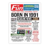 Stuff4 35th Birthday Poster Unframed, Born In 1991 Newspaper