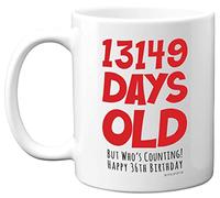Stuff4 36th Birthday Mug Gift for Women and Men Her or Him, 13149 Days Old | Funny Adult Thirty-Six Thirty-Sixth Happy Birthday Present for Brother Sister Son Daughter Cousin