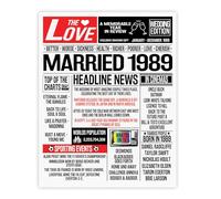 Stuff4 36th Anniversary Poster Unframed - Married In 1989 Newspaper - Happy 36th Wedding Anniversary for Men Women Vintage Gifts Retro Back In 1989, 8x10 Inch Thirty-Sixth Anniversaries Posters