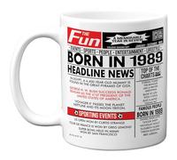 Stuff4 37th Birthday Mug Gift for Men Women - Born in 1989 Newspaper - Happy 37 Birthday Gifts for Brother Sister Friends Vintage Retro Back in 1989 Age 37 Bday, 11oz Ceramic Coffee Mugs