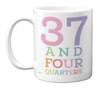 Stuff4 38th Birthday Mug, 37 and Four Quarters Slogan in Pastel Colours