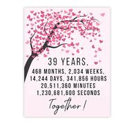 Stuff4 39th Anniversary Poster Unframed - 39 Years 468 Months - Happy 39th Wedding Anniversary Cute Gifts for Husband Companion Wife Partner Boyfriend Girlfriend, 8x10 Inch Anniversaries Posters