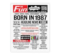 Stuff4 38th Birthday Poster Unframed - Born In 1987 Newspaper - Happy 38th Birthday Gifts for Men Women Vintage Retro Back In 1987, 8x10 Inch Thirty-Eight Thirty-Eighth Bday Party Decor Decoration