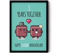 Stuff4 3rd Anniversary Poster Framed - 3 Years Together - Happy 3rd Wedding Anniversary Cute Gifts for Companion Partner Wife Husband Boyfriend Girlfriend, 8x10 Inch Anniversaries Posters