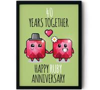 Stuff4 40th Anniversary Poster Framed - 40 Years Together - Happy 40th Wedding Anniversary Cute Gifts for Partner Wife Husband Boyfriend Girlfriend Companion, 8x10 Inch Anniversaries Posters