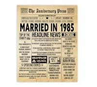 Stuff4 40th Anniversary Poster Unframed - Married In 1985 Newspaper - Happy 40 Wedding Anniversary for Men Women Retro Vintage Gifts Back In 1985, 8x10 Inch Anniversaries Posters