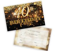 Stuff4 40th Birthday Party Invitations Women and Men, Gold Confetti 20 Pack | Adults Birthday Invitations for Friends Family A6 Bday Party Invites Invitation Cards with Folding Envelopes
