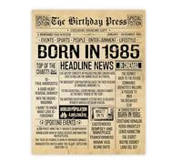 Stuff4 40th Birthday Poster Unframed - Born In 1985 Vintage Newspaper - Happy 40th Birthday Gifts for Women Men Retro Back In 1985, 8x10 Inch Forty Fortieth Decor Decoration Bday Party