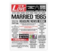 Stuff4 40th Anniversary Poster Unframed - Married In 1985 Newspaper - Happy 40th Wedding Anniversary for Men Women Vintage Gifts Retro Back In 1985, 8x10 Inch Fortieth Anniversaries Posters