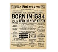 Stuff4 41st Birthday Poster Unframed - Born In 1984 Vintage Newspaper - Happy 41st Birthday Gifts for Women Men Retro Back In 1984, 8x10 Inch Forty-One Forty-First Decor Decoration Bday Party