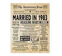 Stuff4 42nd Anniversary Poster Unframed - Married In 1983 Newspaper - Happy 42 Wedding Anniversary for Men Women Retro Vintage Gifts Back In 1983, 8x10 Inch Anniversaries Posters
