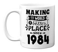 Stuff4 42nd Birthday Mug Gift for Men Women - Making The World a Better Place Since 1984 - Happy 42 Birthday Gifts for Grandad Grandma Nan Retro Back in 1984 Age 42 Bday, 11oz Ceramic Coffee Mugs
