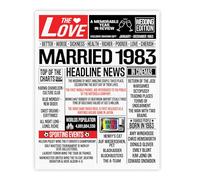 Stuff4 42nd Anniversary Poster Unframed - Married In 1983 Newspaper - Happy 42nd Wedding Anniversary for Men Women Vintage Gifts Retro Back In 1983, 8x10 Inch Forty-Second Anniversaries Posters