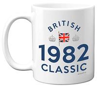 Stuff4 43rd Birthday Gifts for Men Women - 1982 British Classic Coffee Mug - Best Friend Mug for Birthday Presents Christmas, 43 Birthday Keepsake for Him Her, 11oz Ceramic Dishwasher Safe Mugs