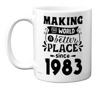 42nd Birthday Mug Gift for Men Women - Making the World a Better Place Since 1983 - Happy 42 Birthday Gifts for Grandad Grandma Nan Retro Back In 1983 Age Forty-Two Bday, 11oz Ceramic Coffee Mugs