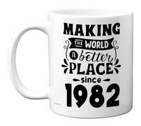 Stuff4 44th Birthday Mug Gift for Men Women - Making The World a Better Place Since 1982 - Happy 44 Birthday Gifts for Grandad Grandma Nan Retro Back in 1982 Age 44 Bday, 11oz Ceramic Coffee Mugs
