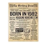 Stuff4 44th Birthday Poster Unframed, Born In 1982 Vintage Newspaper
