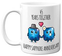 Stuff4 45th Anniversary Mug Gift for Men Women - 45 Years Together - Happy Sapphire Anniversary Wedding for Husband Wife Mum Dad Nan Grandad, 11oz Ceramic Coffee Mugs Gifts
