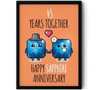 Stuff4 45th Anniversary Poster Framed - 45 Years Together - Happy 45th Wedding Anniversary Cute Gifts for Companion Partner Wife Husband Boyfriend Girlfriend, 8x10 Inch Anniversaries Posters