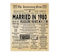 Stuff4 46th Anniversary Poster Unframed - Married In 1980 Newspaper - 46 Wedding Anniversary for Men Women Retro Vintage Gifts Back In 1980, 8x10 Inch Anniversaries Posters