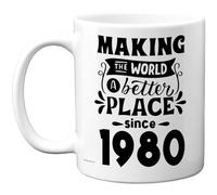 Stuff4 46th Birthday Mug Gift for Men Women - Making The World a Better Place Since 1980 - Happy 46 Birthday Gifts for Grandad Grandma Nan Retro Back in 1980 Age 46 Bday, 11oz Ceramic Coffee Mugs