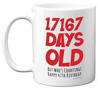 47th Birthday Mug Gift for Men Women Him Her - 17167 Days Old - Funny Adult Forty-Seven Forty-Seventh Happy Birthday Present for Brother Dad Mum Uncle Auntie, 11oz Ceramic Dishwasher Safe Coffee Mugs