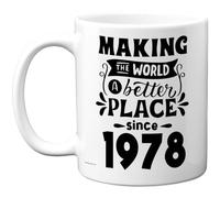 Stuff4 48th Birthday Mug Gift for Men Women - Making The World a Better Place Since 1978 - Happy 48 Birthday Gifts for Grandad Grandma Nan Retro Back in 1978 Age 48 Bday, 11oz Ceramic Coffee Mugs