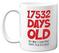 48th Birthday Mug Gift for Men Women Him Her - 17532 Days Old - Funny Adult Forty-Eight Forty-Eighth Happy Birthday Present for Brother Dad Mum Uncle Auntie, 11oz Ceramic Dishwasher Safe Coffee Mugs