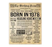 Stuff4 47th Birthday Poster Unframed - Born In 1978 Vintage Newspaper - Happy 47th Birthday Gifts for Women Men Retro Back In 1978, 8x10 Inch Forty-Seven Forty-Seventh Decor Decoration Bday Party