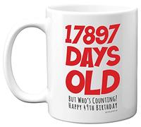 49th Birthday Mug Gift for Men Women Him Her - 17897 Days Old - Funny Adult Forty-Nine Forty-Ninth Happy Birthday Present for Brother Dad Mum Uncle Auntie, 11oz Ceramic Dishwasher Safe Coffee Mugs