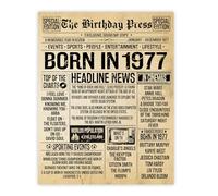 Stuff4 48th Birthday Poster Unframed - Born In 1977 Vintage Newspaper - Happy 48th Birthday Gifts for Women Men Retro Back In 1977, 8x10 Inch Forty-Eight Forty-Eighth Decor Decoration Bday Party
