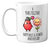 4th Anniversary Mug Gift for Men Women - 4 Years Together - Happy Linen Anniversary Wedding for Husband Wife Son Daughter Brother Sister, 11oz Ceramic Coffee Mugs Gifts