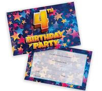 4th Birthday Party Invitations Kids - Celebration Stars 36 Pack - Childrens Birthday Invitations for Boys/Girls A6 Bday Party Invites Invitation Cards with Folding Envelopes