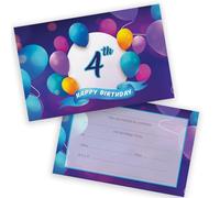 Stuff4 4th Birthday Party Invitations Kids, Happy Balloons 36 Pack