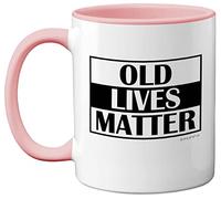 Stuff4 50th 60th 70th Birthday Gifts for Men Women - Old Lives Matter Coffee Mug - Dad Mum Grandma Grandad Birthday Gifts, Father's Day Present, 11oz Ceramic Dishwasher Safe Pink Mugs Made in UK