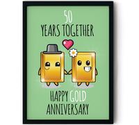 Stuff4 50th Anniversary Poster Framed - 50 Years Together - Happy 50th Wedding Anniversary Cute Gifts for Husband Wife Partner Companion, 8x10 Inch Anniversaries Posters